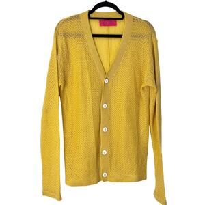 The Elder Statesman Tangled Stitch Cardigan in Sunbeam